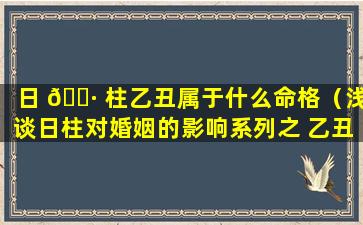 日 🌷 柱乙丑属于什么命格（浅谈日柱对婚姻的影响系列之 乙丑）